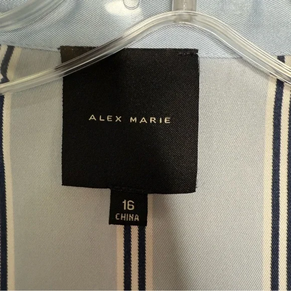 Alex Marie Blue and White Buttoned Midi Dress - Picture 8 of 9